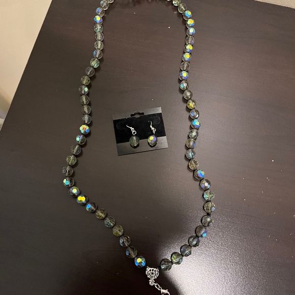 Like new Holographic beaded necklace & earring set! - Picture 2 of 3